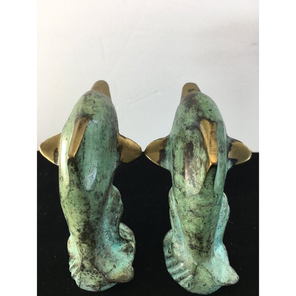 Vintage Solid Bronze Dolphins Figurines Sculptures Statue Home Decor - Set of 2 - Picture 13 of 16